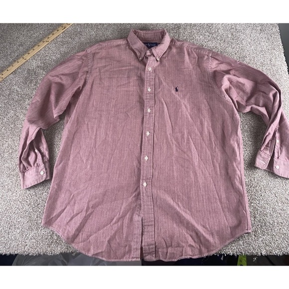 Polo Ralph Lauren Red Knit Pattern Shirt Blake Mens 2XL Preppy Cotton Work Read - Picture 2 of 7